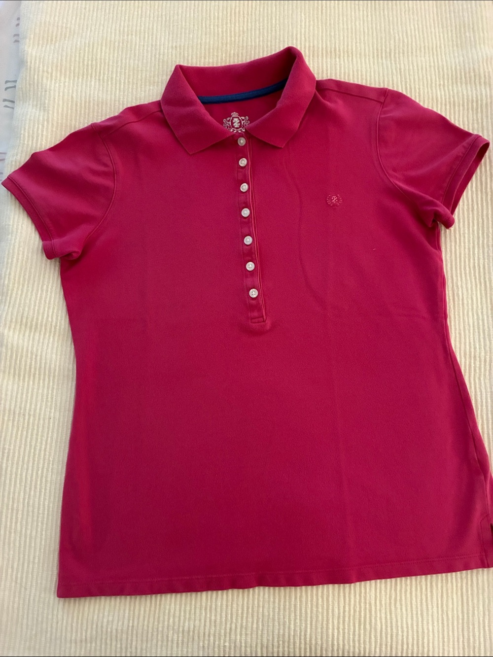 Izod Women's Short-Sleeve Button-Down Polo in Raspberry Pink